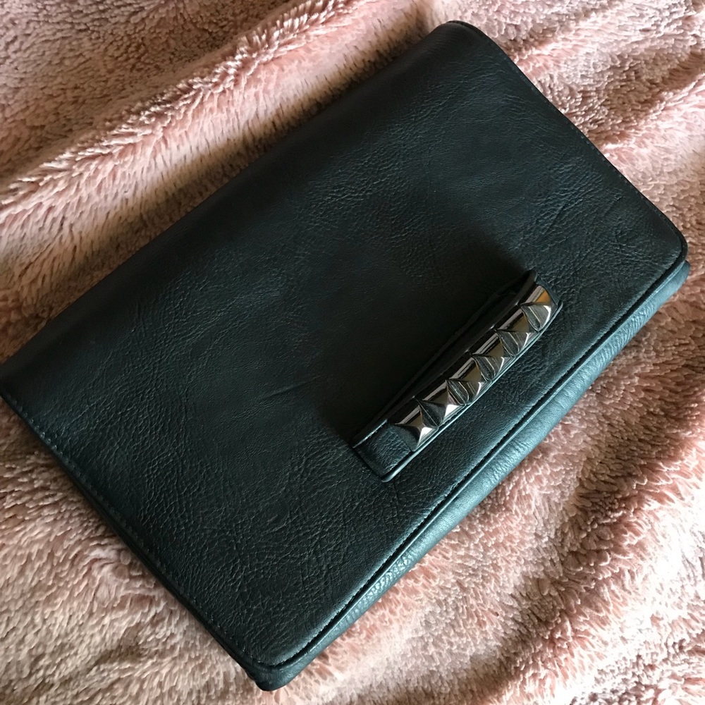 [PREOWNED] Navy Blue Silver Studded Clutch Purse